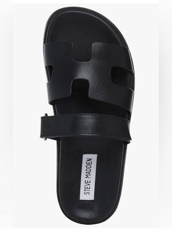 Steve Madden Shoes - Steve Madden Mayven Adjustable Slide Sandal Black Leather Size 7.5 or 8